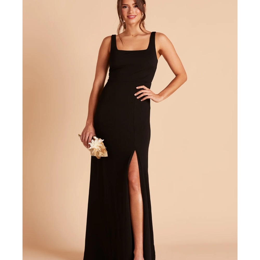 Birdy Grey Black Square-Neck Maxi Dress with Side Slit